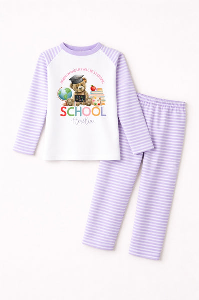 Personalised First Day of School Pyjamas in Lilac