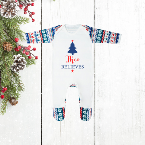 Personalised Blue Fairisle Rompersuit