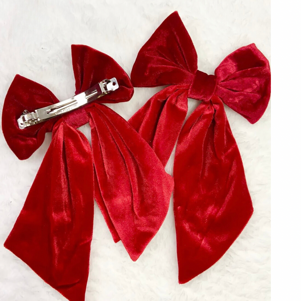 Personalised Red Velvet Hair Bow