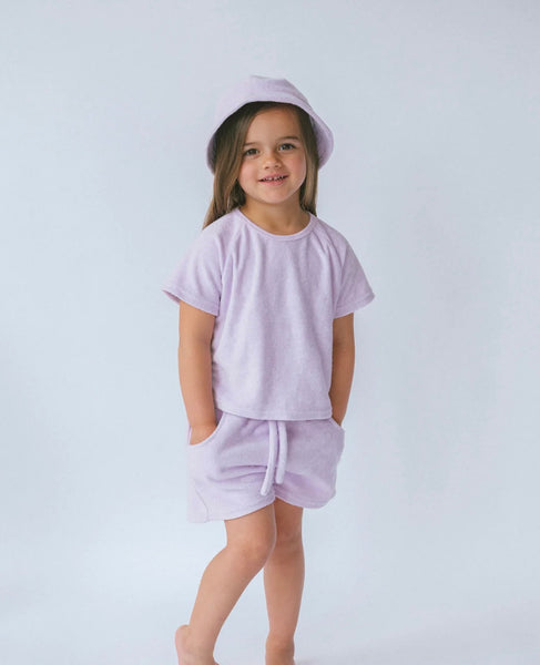Embroidered Lavender Towelling Short Set