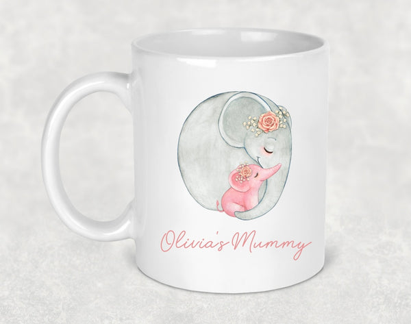 Personalised Mum & Baby Elephant Mug