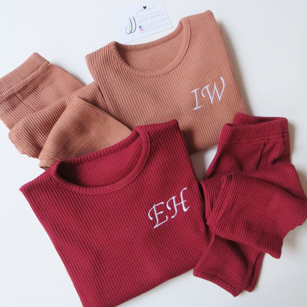 Claret Red Embroidered Loungewear